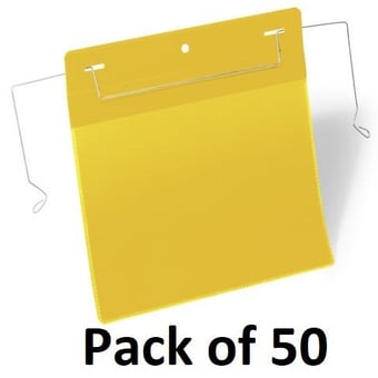 picture of Pocket with Wire Hanger A5 Landscape - Yellow - Pack of 50 - [DL-175204]