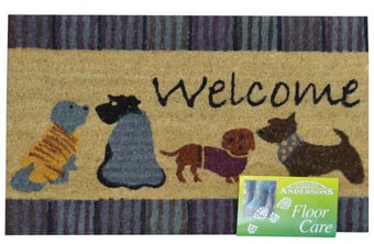 Picture of Mat - 'Dogs' Tufted Coir Brush with Vinyl Base - 45 x 75cm - [CI-DM070]