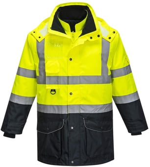 picture of Portwest - Yellow/Navy Hi-Vis 7-in-1 Contrast Traffic Jacket - PW-S426YNR