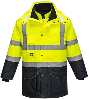 Picture of Portwest - Yellow/Navy Hi-Vis 7-in-1 Contrast Traffic Jacket - PW-S426YNR