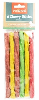 picture of Pure Breed Rawhide Chewy Sticks Dog Treats 6 Pack - [PD-O321092]
