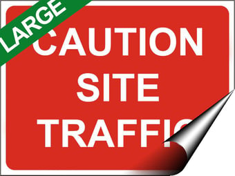 Picture of Temporary Traffic Signs - Caution Site Traffic Large - 600 x 450Hmm - Self Adhesive Vinyl - [IH-ZT37L-SAV]