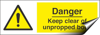 picture of Danger Keep Clear of Unpropped Body Sign - 300 x 100Hmm - Self Adhesive Vinyl - [AS-WA114-SAV]