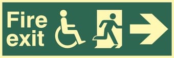picture of Spectrum Disabled Fire Exit Man Running Arrow Right – PHS 450 x 150mm – [SCXO-CI-17100]