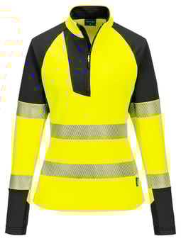 picture of Portwest T173 - PW3 Hi-Vis Women's 1/4 Zip Sweatshirt - Yellow/Black - PW-T173YBR