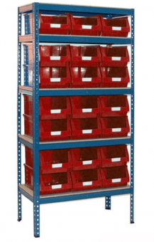 picture of BiGDUG Shelving Unit - 1780h x 900w x 450d mm - 5 Levels - 21x B56 Red Bins - [BDU-PBK7R]