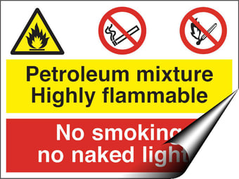 Picture of Petroleum Mixture Flammable Smoking Naked Lights Sign - 600 X 450Hmm - Self Adhesive Vinyl - [AS-MU5-SAV]