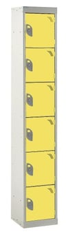 picture of QMP Tool Charging Locker - Solid Door - RCD Plug - 6 Compartment - Yellow - 1800H x 450W x 450D mm - [QM-BR1845456YSX]