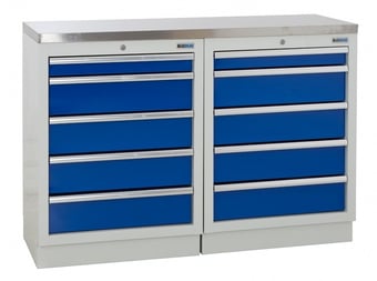 picture of BiGDUG 1361mm Wide Workbench - 2x 5 Drawer Cabinet - Stainless Worktop - [BDU-TGC44GBS]