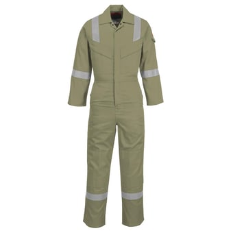 Picture of Portwest - Khaki Green Anti-Static Flame Resistant Super Lightweight Coverall - Regular Leg - PW-FR21KHR