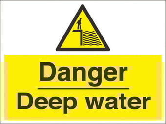 Picture of Danger Deep Water Sign - 600 x 450Hmm - Rigid Plastic [AS-WA240-RP]
