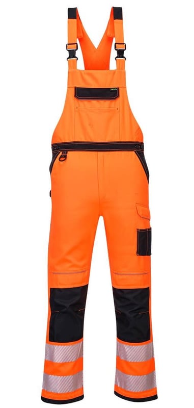 picture of Portwest - Orange/Black PW3 Hi-Vis Bib & Brace - Conforms to RIS-3279-TOM, EN ISO 20471 Class 2, EN 14404 - PW-PW344OBR