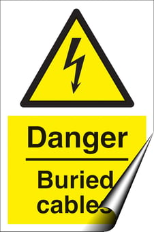 Picture of Danger Buried Cables Sign LARGE - 400 x 600Hmm - Self Adhesive Vinyl - [AS-WA33-SAV]