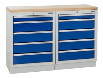 picture of BiGDUG 1361mm Wide Workbench - 2x 5 Drawer Cabinet - Multiplex Worktop - [BDU-TGC44GBM] - (LP)