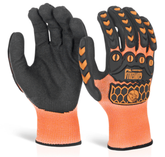 picture of Glovezilla Foam Nitrile Coated Orange Gloves  - BE-GZ65OR