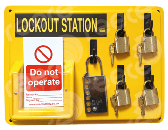 Picture of Reece LSE104 4 Brass Padlock Lockout Station - Board Only - [RS-LSE104]