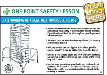 Picture of Safe Working With Scaffold Towers Before Use Poster - WITH YOUR LOGO - 600 x 400Hmm - Encapsulated - [AS-OPS3]
