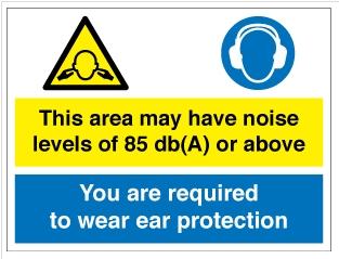 picture of Noise Levels Ear Protection Required Sign - 400 x 300Hmm - Rigid Plastic - [AS-MA102-RP]