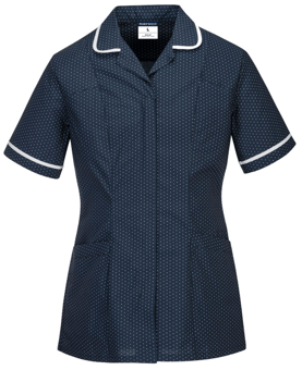 Picture of Portwest - Stretch Classic Care Home Tunic - Navy Blue - Kingsmill Polycotton - 145g - PW-LW19NAR