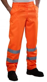 Picture of Regular Leg - Hi-Vis Polycotton Orange Trousers - Ankle Band - [YO-HV015T-O]