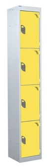 picture of QMP Tool Charging Locker - Solid Door - Standard Plug - 4 Compartment - Yellow - 1800H x 300W x 450D mm - [QM-BL1830454YSX]