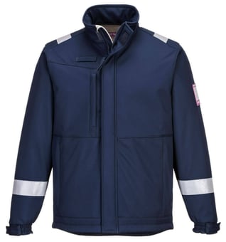 picture of Portwest - MV73 Modaflame Softshell Navy Blue Jacket - Inherent Flame Resistant Fleece - PW-MV73NAR