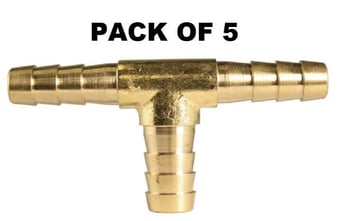 picture of PACK OF 5 - Brass Hose Tail Tee - 1/4" x 1/4" x 1/4" - [HP-BHTT14]