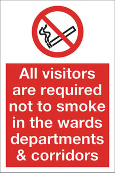 picture of Visitors Not to Smoke in Wards/Departments/Corridors Sign LARGE - 400 x 600Hmm - Rigid Plastic - [AS-PR26-RP]