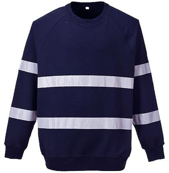 picture of Portwest Iona Polycotton Sweater - Hi Vis Reflecting Tape - Navy Blue - PW-B307NAR - (DISC-R)