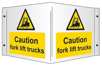 picture of Caution Fork Lift Trucks - Rigid 3D Projection Sign - [SA-SS8041R] - (DISC-R)