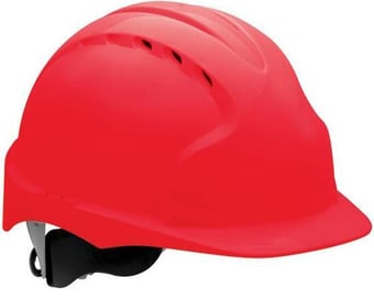 Picture of JSP - The New EVO 3 Vented Red Hard Hat - Standard Peak & 3D Wheel Ratchet Adjustment Harness - [JS-AJF170-000-600]