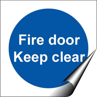 picture of Fire Door Keep Clear LARGE - BS5499 Part 1 & 5 - 150 X 150Hmm - Self Adhesive Vinyl - [AS-MA322-SAV]