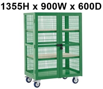 picture of QMP Boxwell Trolley With Doors - Green - Plywood - 1355H x 900W x 600D - [QM-XD139060PGXX] - (LP)