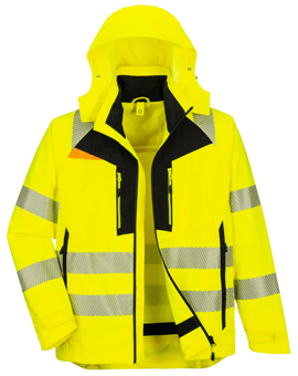 picture of Portwest DX466 - DX4 Hi-Vis 4-in-1 Jacket Yellow/Black - PW-DX466YBR