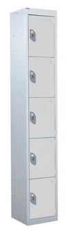 picture of Standard Locker - 5 Compartment - Light Grey Doors - 1800H x 300W x 300D mm - [QM-LS1830305LXX]
