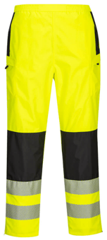 picture of Portwest - PW3 Hi-Vis Women's Rain Trouser - Yellow/Black - 300D Oxford Weave - 190g - Regular Leg - PW-PW386YBR