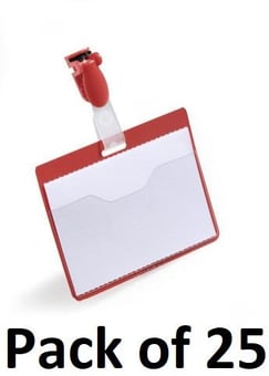 picture of Durable Visitor Name Badge - Landscape 60x90mm - Red - Pack of 25 - [DL-810603]