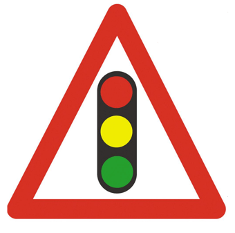 Picture of Traffic Traffic Lights Triangle Sign With Fixing Channel - FIXING CLIPS REQUIRED - Class 1 Ref BSEN 12899-1 2001 - 600mm Tri. - Reflective - 3mm Aluminium - [AS-TR21-ALUC]