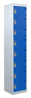 picture of QMP Tool Charging Locker - Solid Door - RCD Plug - 8 Compartment - Dark Blue - 1800H x 450W x 450D mm - [QM-BR1845458BSX]