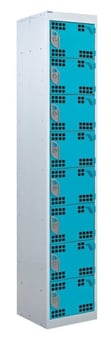 picture of QMP Tool Charging Locker - Perforated Door - RCD Plug - 8 Compartment - Light Blue - 1800H x 450W x 450D mm - [QM-BR1845458UPX]