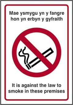 picture of Spectrum It Is Against The Law To Smoke In These Premises Welsh / English – SAV 160 x 230mm - SCXO-CI-11864