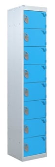 picture of QMP Tool Charging Locker - Solid Door - RCD Plug - 8 Compartment - Light Blue - 1800H x 450W x 450D mm - [QM-BR1845458USX]