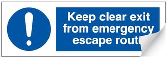 picture of Keep Clear Emergency Escape Route Sign - 300 x 100Hmm - Self Adhesive Vinyl - [AS-MA33-SAV]