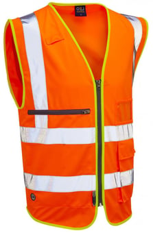 picture of Leo Foreland Hi-Vis Orange Superior Waistcoat With Tablet Pocket - LE-W24-O
