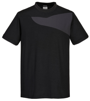 picture of Portwest PW211 - PW2 Cotton Comfort T-Shirt S/S Black/Zoom Grey - PW-PW211BZR