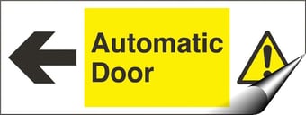 picture of Automatic Door Sign - Arrow Pointing Left - 200 x 75Hmm - Self Adhesive Vinyl - [AS-WA215-SAV]