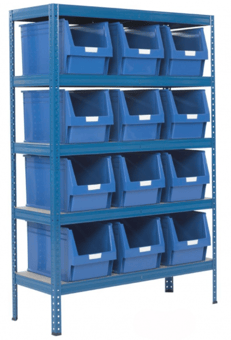 picture of BiGDUG Shelving Unit - 1780h x 1200w x 450d mm - 5 Levels - 12x B59 Blue Bins - [BDU-PBK8B]