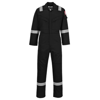 Picture of Portwest - Black Flame Resistant Anti-Static Coverall - PW-FR50BKR