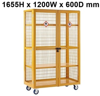 picture of QMP Hazardous Boxwell Trolley With Doors - Steel - 1655H x 1200W x 600D mm - [QM-XD161260HZMY] - (LP)