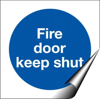 picture of Fire Door Keep Shut MEDIUM - BS5499 Part 1 & 5 - 100 X 100Hmm - Self Adhesive Vinyl - [AS-MA147-SAV]